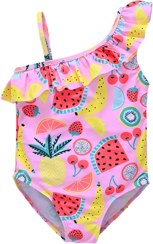 Baby Girl Swimsuit Cute One Piece Bathing Suit with Sun Protection Ruffles Swimwear (9M-6T)