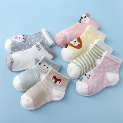 5Pairs/Set New Summer Thin Newborn Baby Boys Girls Socks Cotton Infant Floor Sock Casual Cartoon Toddler 0-24Month