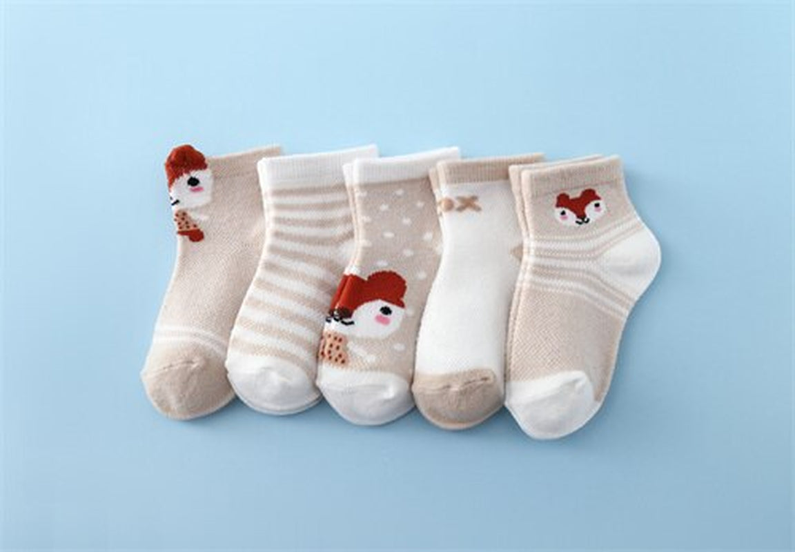 5Pairs/Set New Summer Thin Newborn Baby Boys Girls Socks Cotton Infant Floor Sock Casual Cartoon Toddler 0-24Month