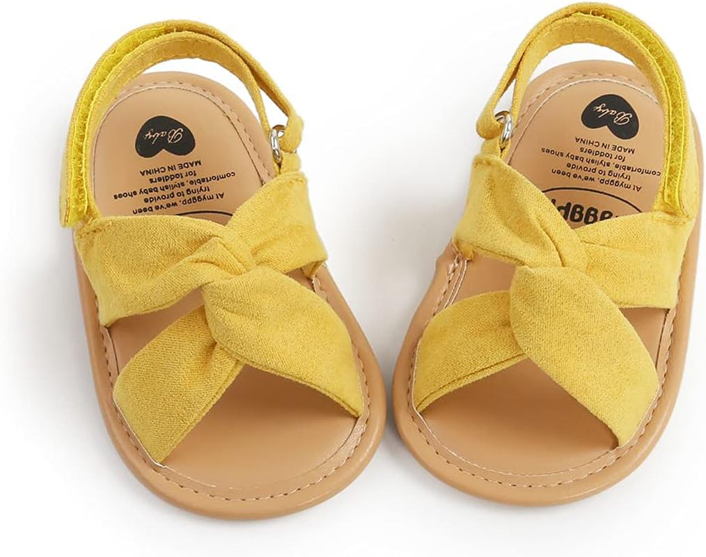 Infant Baby Girls Summer Sandals with Flower Soft Sole Newborn Toddler First Walker Crib Dress Shoes