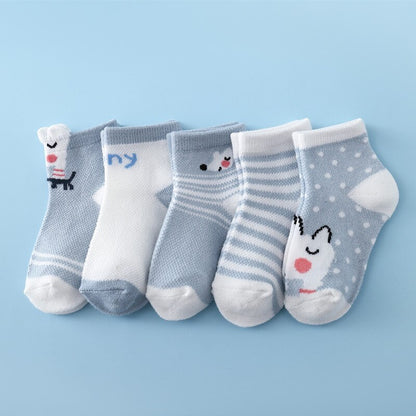 5Pairs/Set New Summer Thin Newborn Baby Boys Girls Socks Cotton Infant Floor Sock Casual Cartoon Toddler 0-24Month