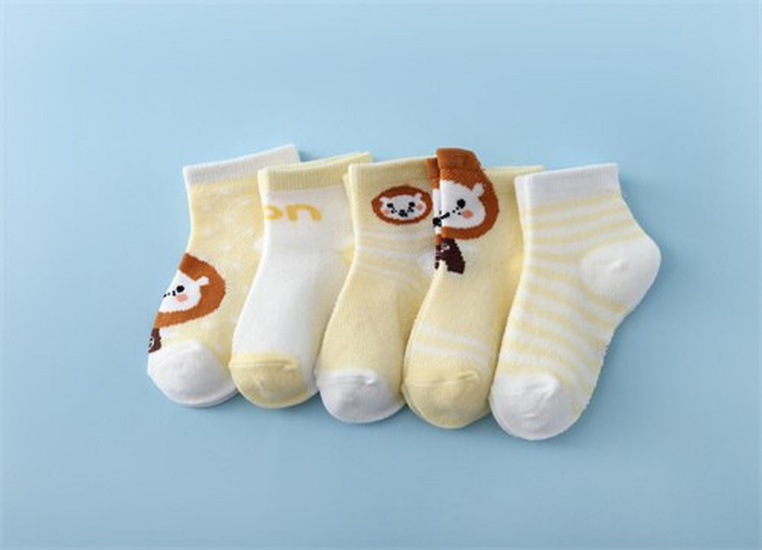 5Pairs/Set New Summer Thin Newborn Baby Boys Girls Socks Cotton Infant Floor Sock Casual Cartoon Toddler 0-24Month