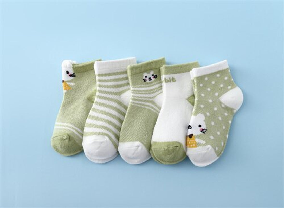 5Pairs/Set New Summer Thin Newborn Baby Boys Girls Socks Cotton Infant Floor Sock Casual Cartoon Toddler 0-24Month