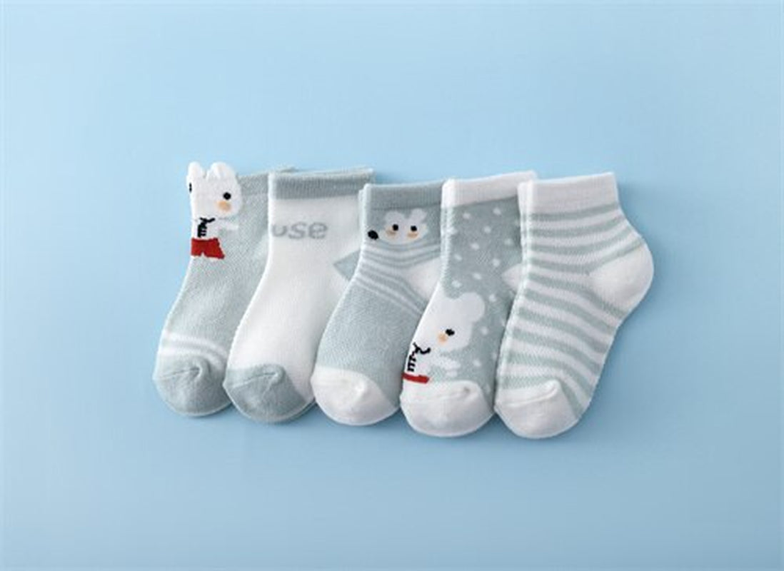 5Pairs/Set New Summer Thin Newborn Baby Boys Girls Socks Cotton Infant Floor Sock Casual Cartoon Toddler 0-24Month