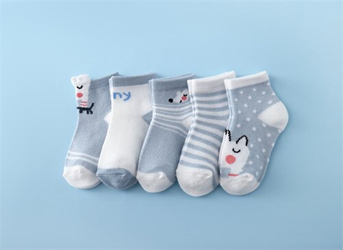 5Pairs/Set New Summer Thin Newborn Baby Boys Girls Socks Cotton Infant Floor Sock Casual Cartoon Toddler 0-24Month