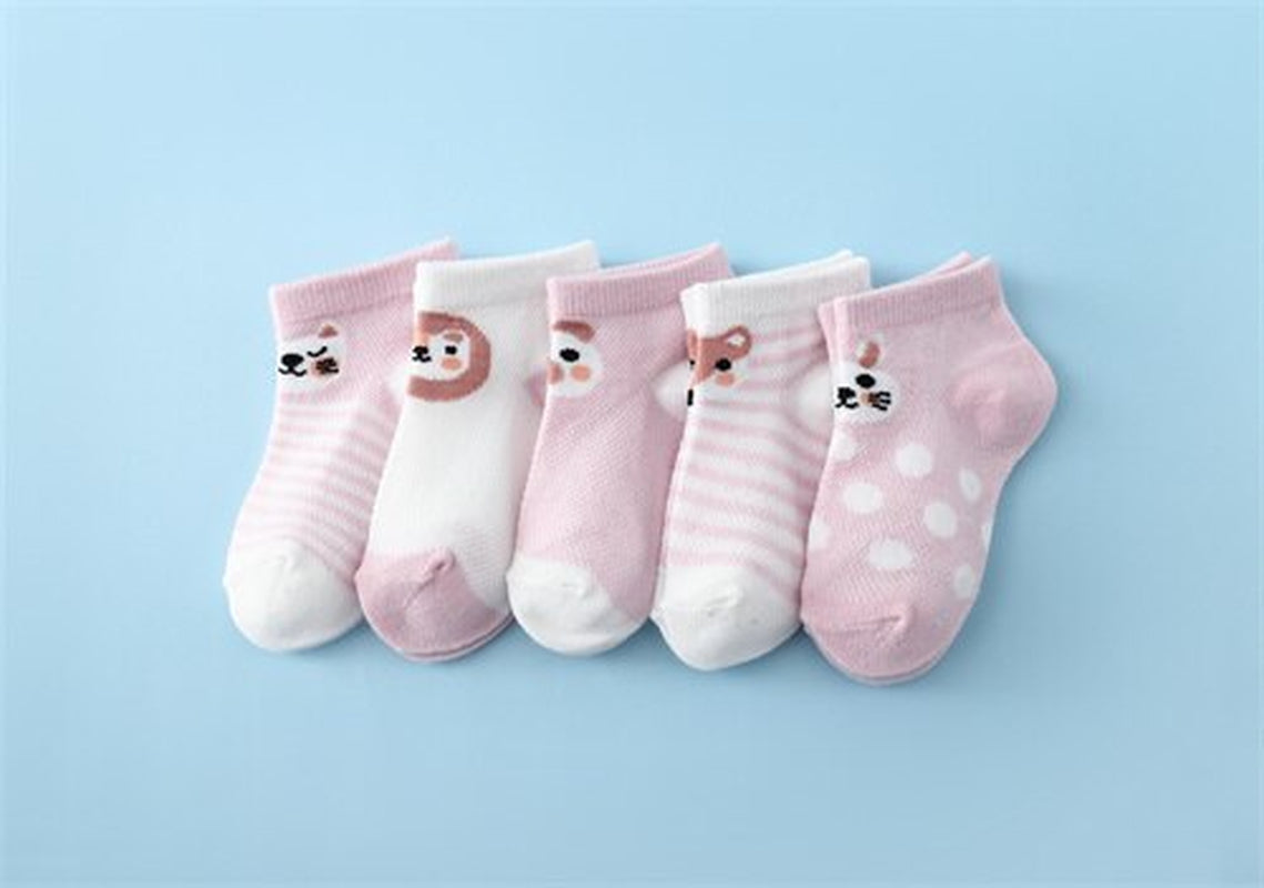 5Pairs/Set New Summer Thin Newborn Baby Boys Girls Socks Cotton Infant Floor Sock Casual Cartoon Toddler 0-24Month