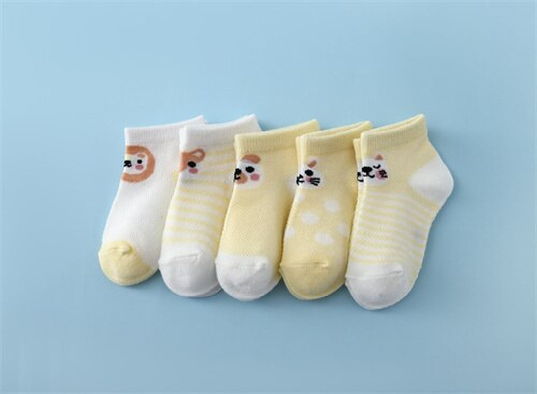 5Pairs/Set New Summer Thin Newborn Baby Boys Girls Socks Cotton Infant Floor Sock Casual Cartoon Toddler 0-24Month