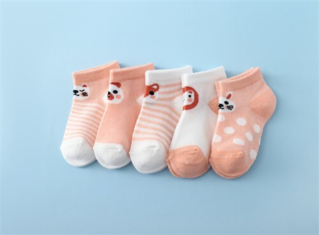 5Pairs/Set New Summer Thin Newborn Baby Boys Girls Socks Cotton Infant Floor Sock Casual Cartoon Toddler 0-24Month