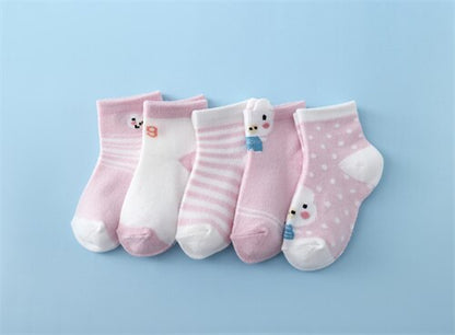 5Pairs/Set New Summer Thin Newborn Baby Boys Girls Socks Cotton Infant Floor Sock Casual Cartoon Toddler 0-24Month