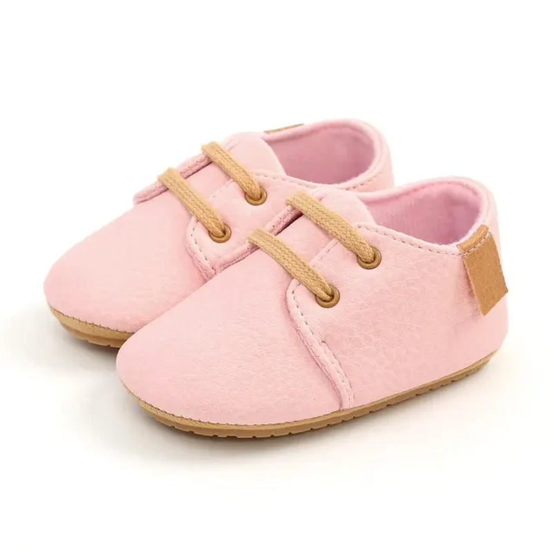 Baby Shoes Retro PU Leather Boy Girl Shoes Toddler Rubber Sole Anti-Slip First Walkers Unisex Newborn Moccasins