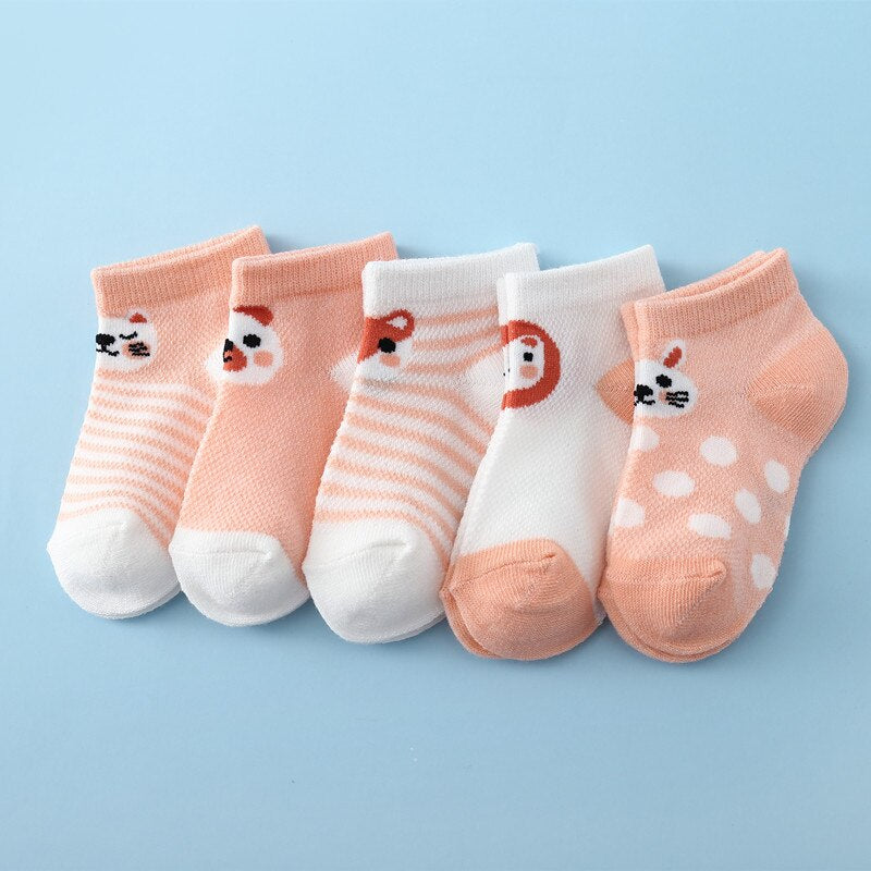 5Pairs/Set New Summer Thin Newborn Baby Boys Girls Socks Cotton Infant Floor Sock Casual Cartoon Toddler 0-24Month