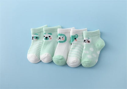 5Pairs/Set New Summer Thin Newborn Baby Boys Girls Socks Cotton Infant Floor Sock Casual Cartoon Toddler 0-24Month