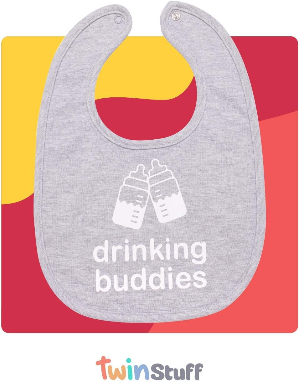 Drinking Buddies Bibs - Twins Baby Bibs for Boys and Girls