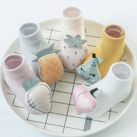 Baby Socks Girls Boys Toy Newborn Accessories anti Slip Cartoon Animals Kids Toddlers Gift Clothes Children Infant Stuff Fruit