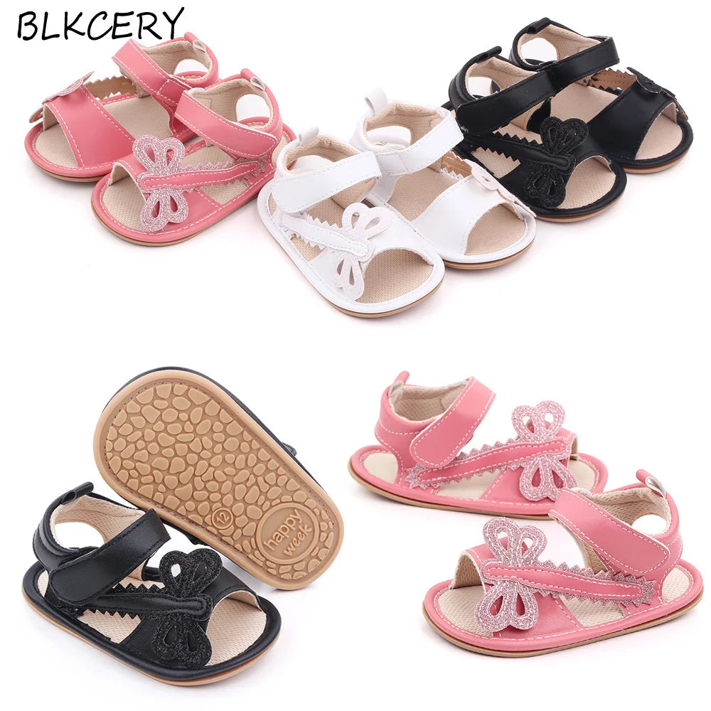 New Baby Girl Sandales Newborn Summer Shoes Toddler Princess Soft Rubber Sole Dragonfly Flats for 1 Year Infant Leather Sandalen