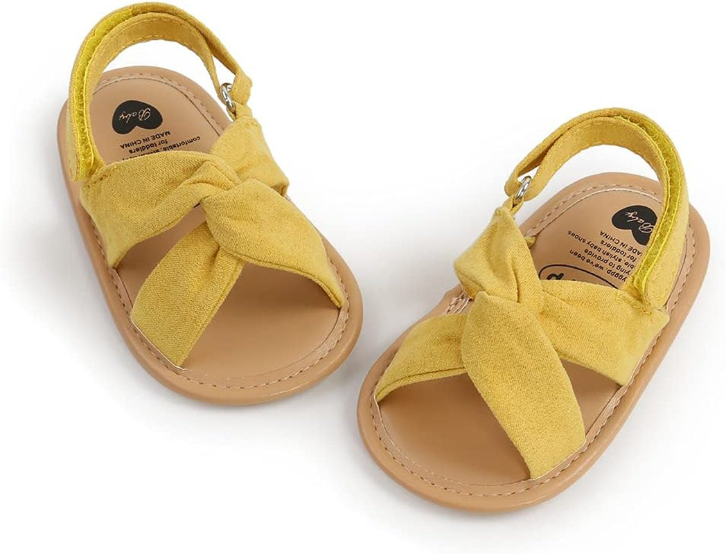 Infant Baby Girls Summer Sandals with Flower Soft Sole Newborn Toddler First Walker Crib Dress Shoes